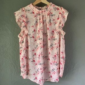 Loft size L floral ruffle sleeve top.